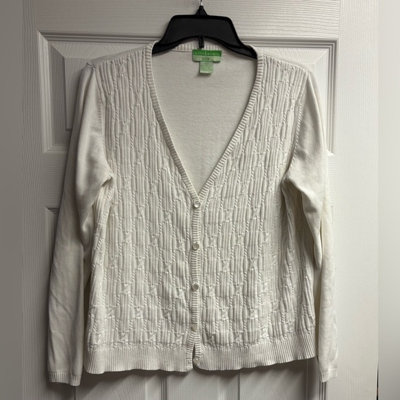 Allyson Whitmore Golf 100% Cotton Sweater Cardigan Size Medium - Picture 1 of 3